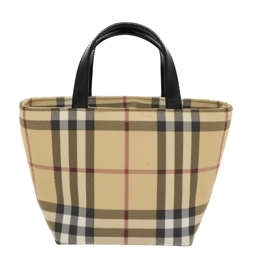 BURBERRY Nova Check Hand Bag PVC Leather Beige Auth yk6252 - Picture 2 of 10